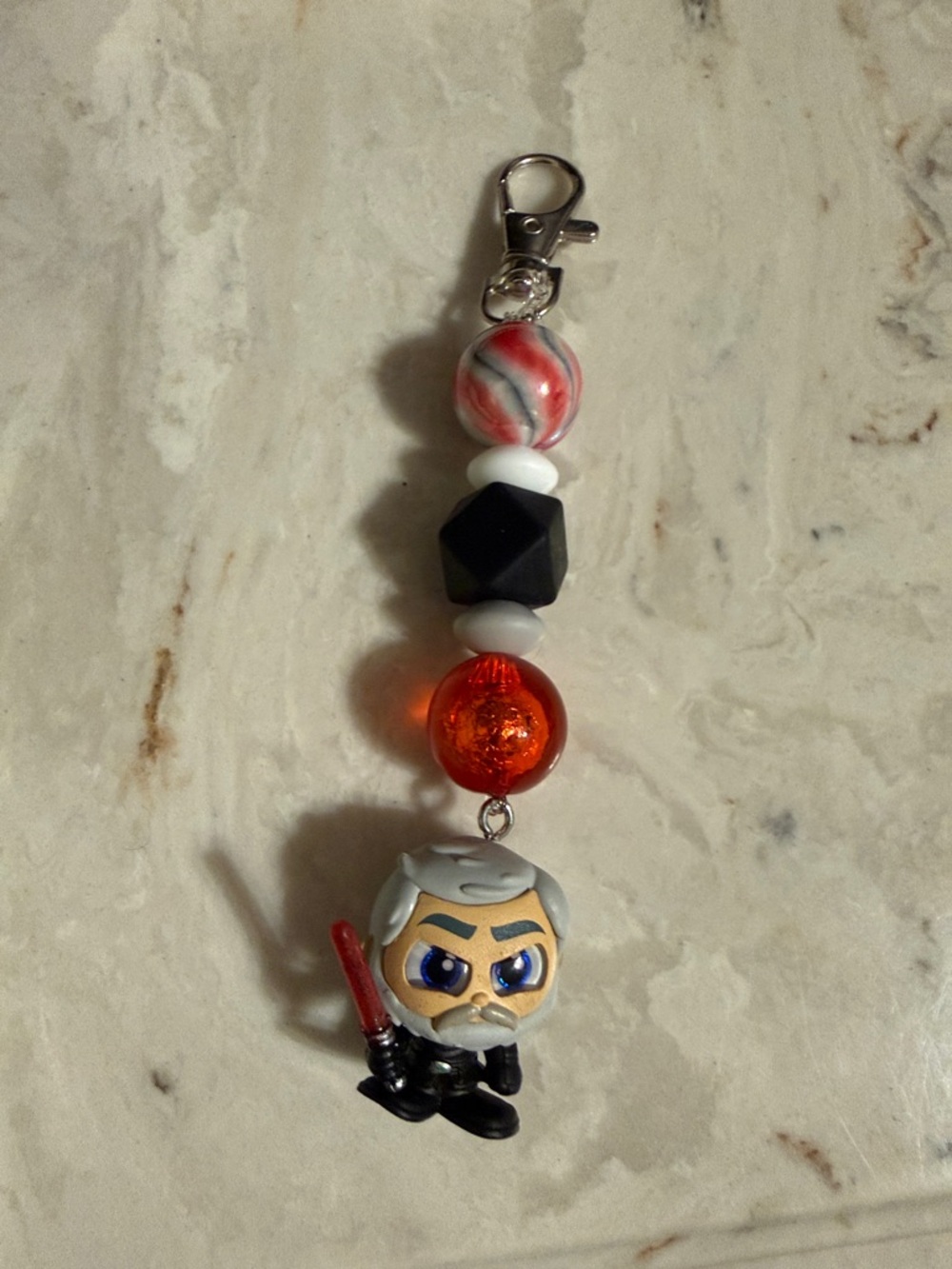 Star Wars Sith-inspired Beaded Clip Charm - Red, Black, White